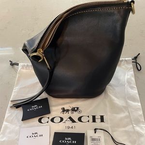 Black leather Coach hand bag